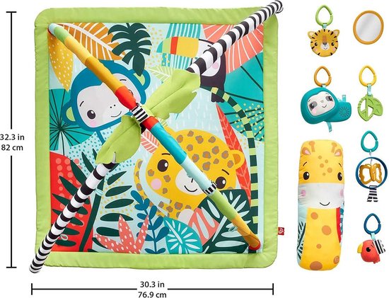Baby Speelkleed Met Boog - Babyspeelgoed 0 Jaar - Kinderspeelgoed 1 Jaar - Speelmat - Babygym - Groen van LUDI — afbeelding 2