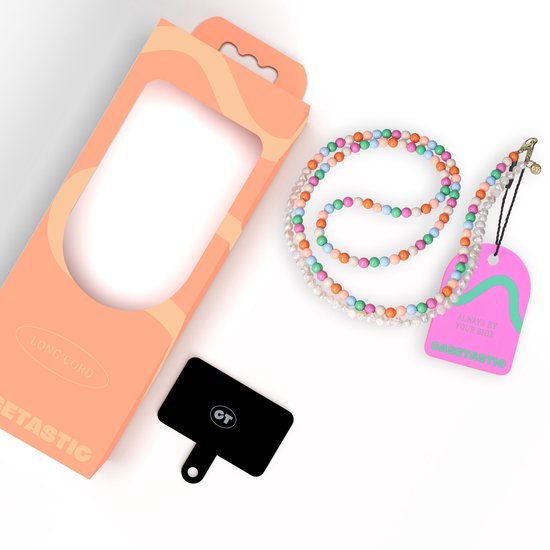 Cordon téléphonique lanière Casetastic fabriqué avec de véritables perles et perles Sweet Sea - Crochet robuste et durable - 125 cm - Multicolore