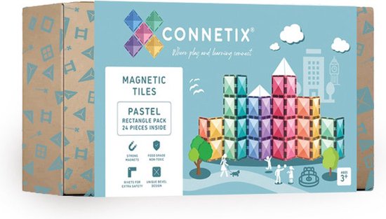 Foto: Connetix tiles pastel rectangle pack 24 pc magneetblokken