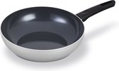 Brabantia INDU+ Wokpan Ø 28cm – 100% PFAS Vrij – Keramische Antiaanbaklaag - Inductie Koekenpan – Vaatwasserbestendig - Grijs