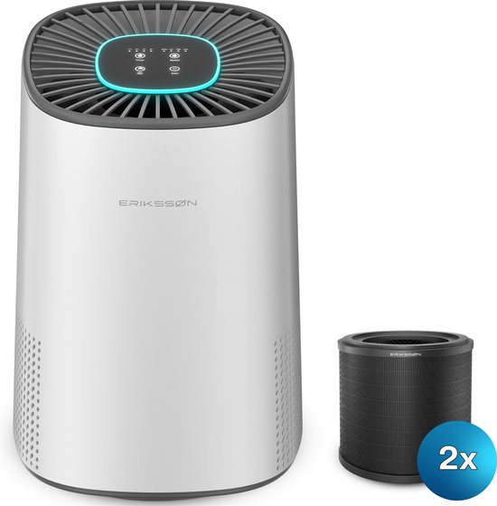 Foto: Erikss n luchtreiniger air purifier elite 2x hepa 14 filter wit 240 m3 u helpt tegen stof hooikoorts huisstofmijt en allergie met hepa filter met ionisator