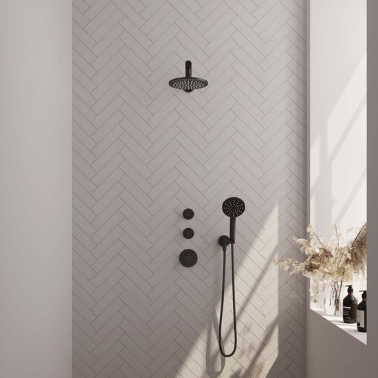 Thermostatisch Inbouwdoucheset Brauer Chrome 30cm Hoofddouche Wandarm Staafhanddouche Op Glijstang Chroom