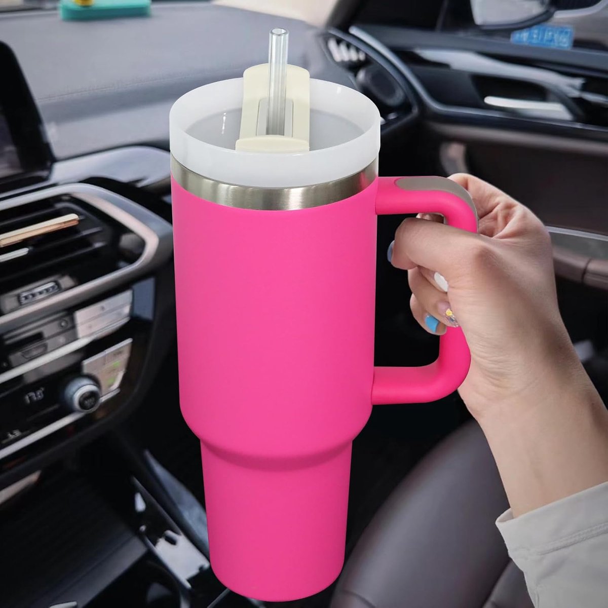 Mug Isotherme – Thermos Cafe – Tasse De Voyage Avec Paille