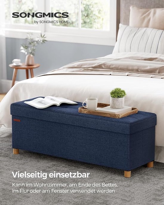 HOMCOM opbergbank, gestoffeerd, fluweel optiek, houten poten, ideaal