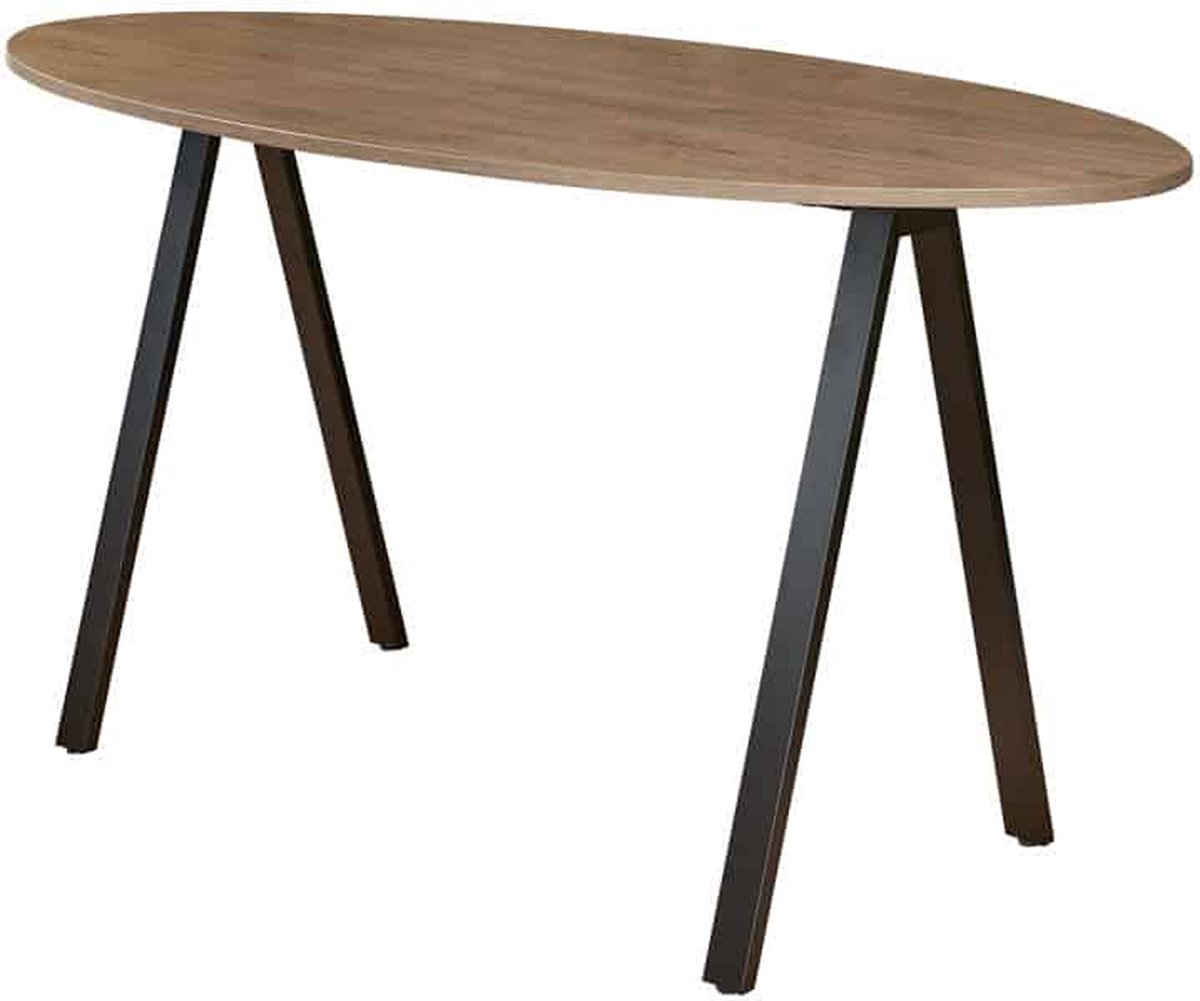 ABC Kantoormeubelen Bartafel Victory Ellips hoog 220x110 cm frame Antraciet (Ral 7016) blad Halifax Eiken