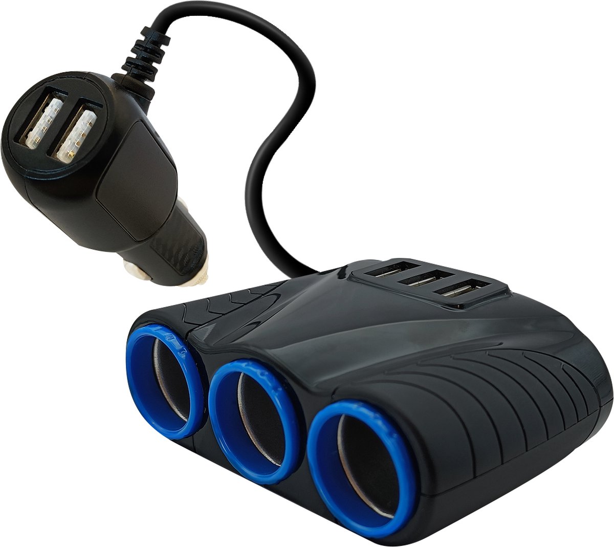 Orbit Electronic Auto Sigarettenaansteker Splitter 12/24V - 5x USB Poorten 3.1A - 3x 12V Sigaretten aansluitingen - Sigarettenaansteker Verdeler - SIG05USB - Zwart
