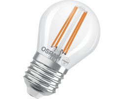 OSRAM LED Superstar Klassieke LED-lamp P 40 in klassieke minibolvorm, behuizing van helder glas, 2,2 W, 470 lm, E27 fitting, warm wit licht met 2700 K, EEK A, diameter 45 mm.