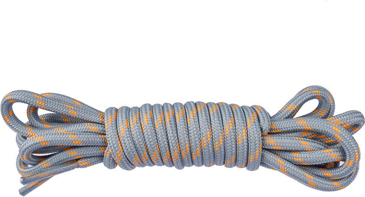 2 paar ronde veters voor sneakers en wandelschoenen 120 cm soft grey orange