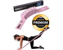 FITELASTIX® Premium Weerstandsband Lang - Voor Elk Niveau - Resistance Band - Sport Elastiek Fitness - Workout Elastiek - Met Handvatten - Thuis Sporten - Weerstand band 5-30kg - Stof - Roze