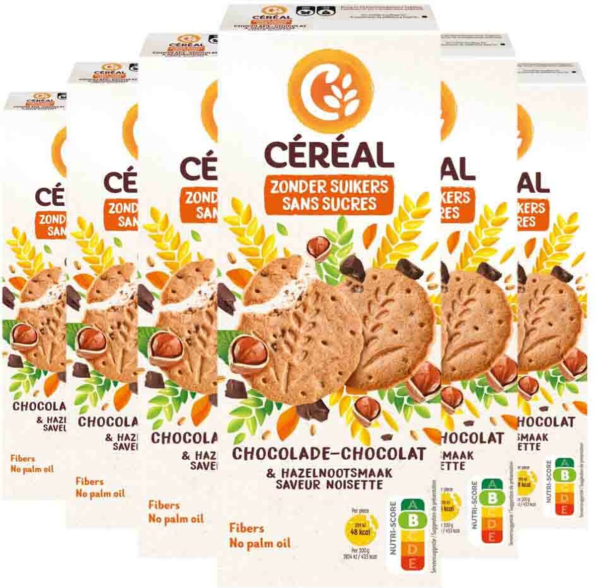 Céréal Zandkoek Hazelnoot Chocolade - 6 x 132 gr - Voordeelverpakking