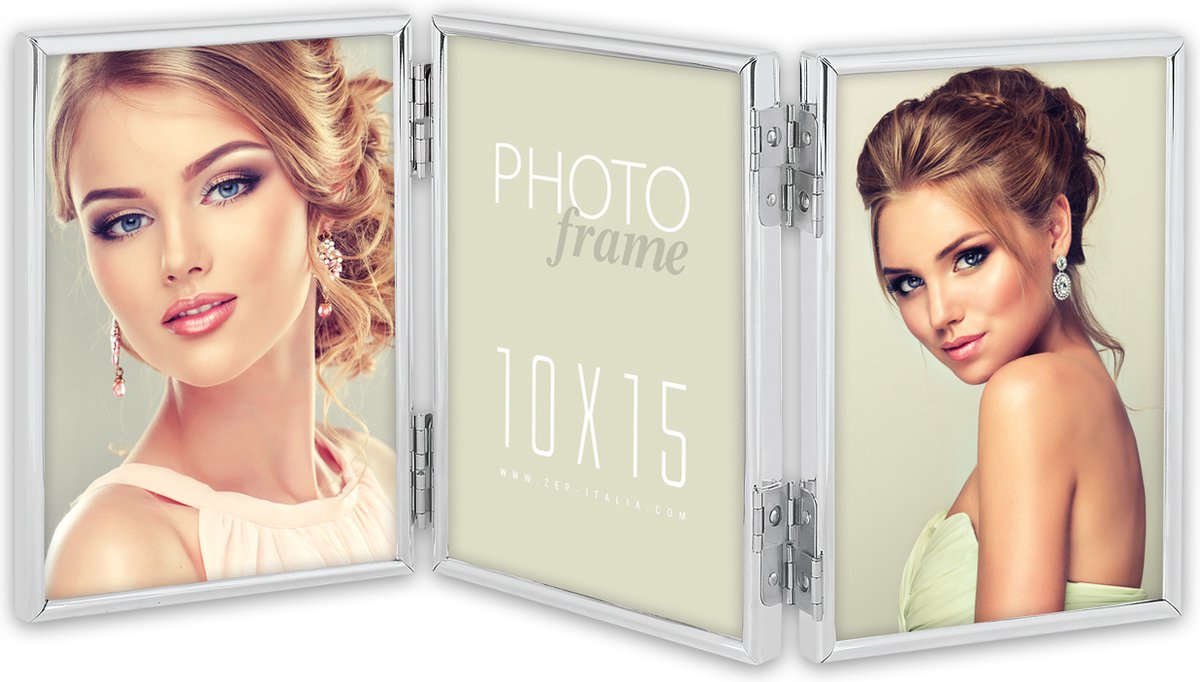 Zep Metalen Triple Fotolijst Nicole Zilver voor foto formaat 3x 10x15 cm - 120TS01-4R