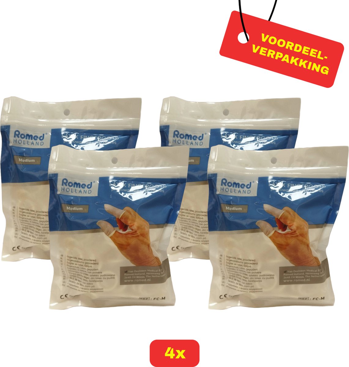 Goedkoopste 4 X Romed Vingercondooms Latex M - 4 x 100 stuks - Voordeelverpakking!