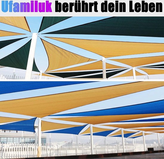 Ufamiluk Zonnezeil, driehoekig, waterdicht, 1,6 x 1,6 x 1,6 m, zonnezeil, balkon, regenbescherming, 95% uv-bescherming, windscherm, overkapping, zeil voor tuin, terras, outdoor, camping, patio