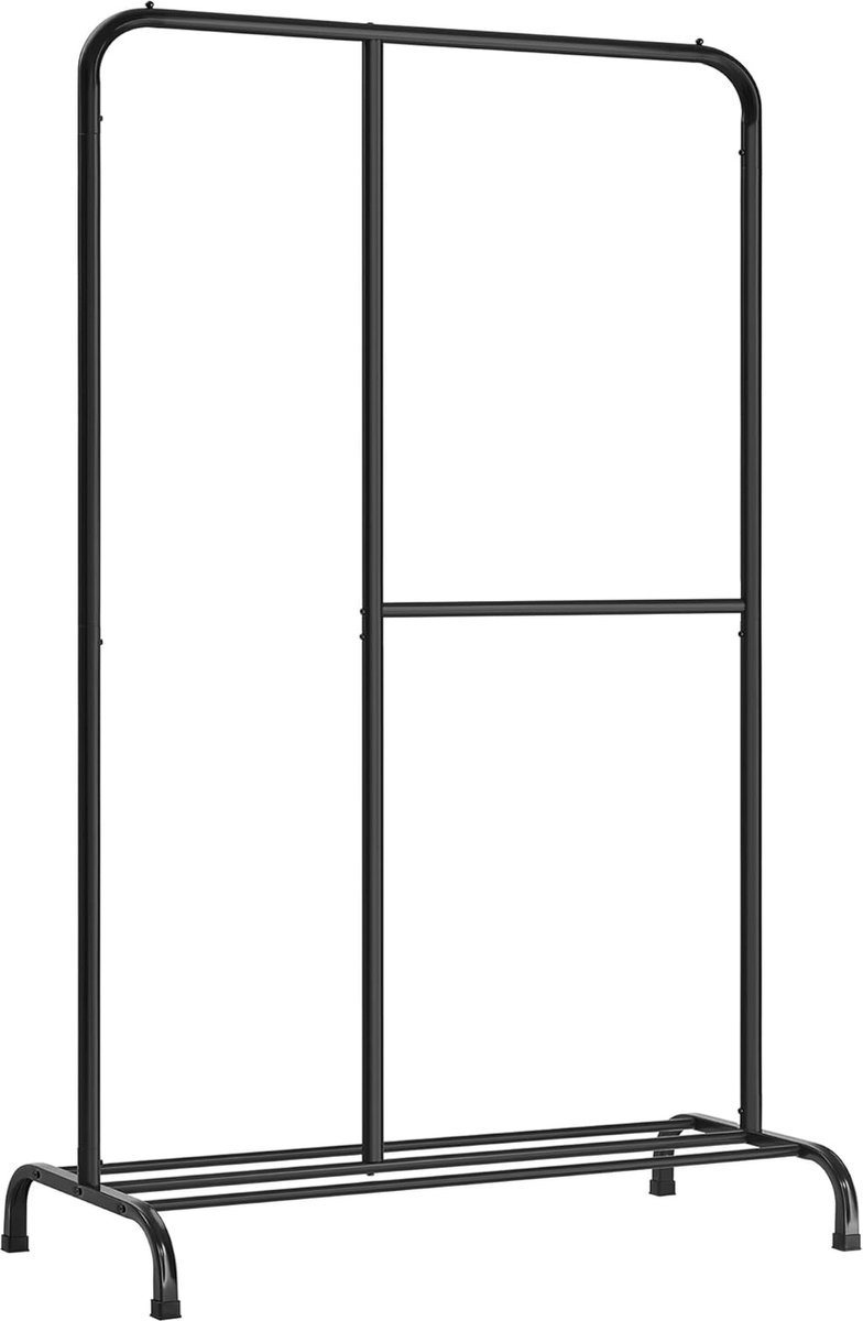 FurnStar - Kledingroede - Kledingrek - Max. Draagvermogen 100 kg - met verstelbare ophangrail - voor slaapkamer - woonkamer - hal - zwart