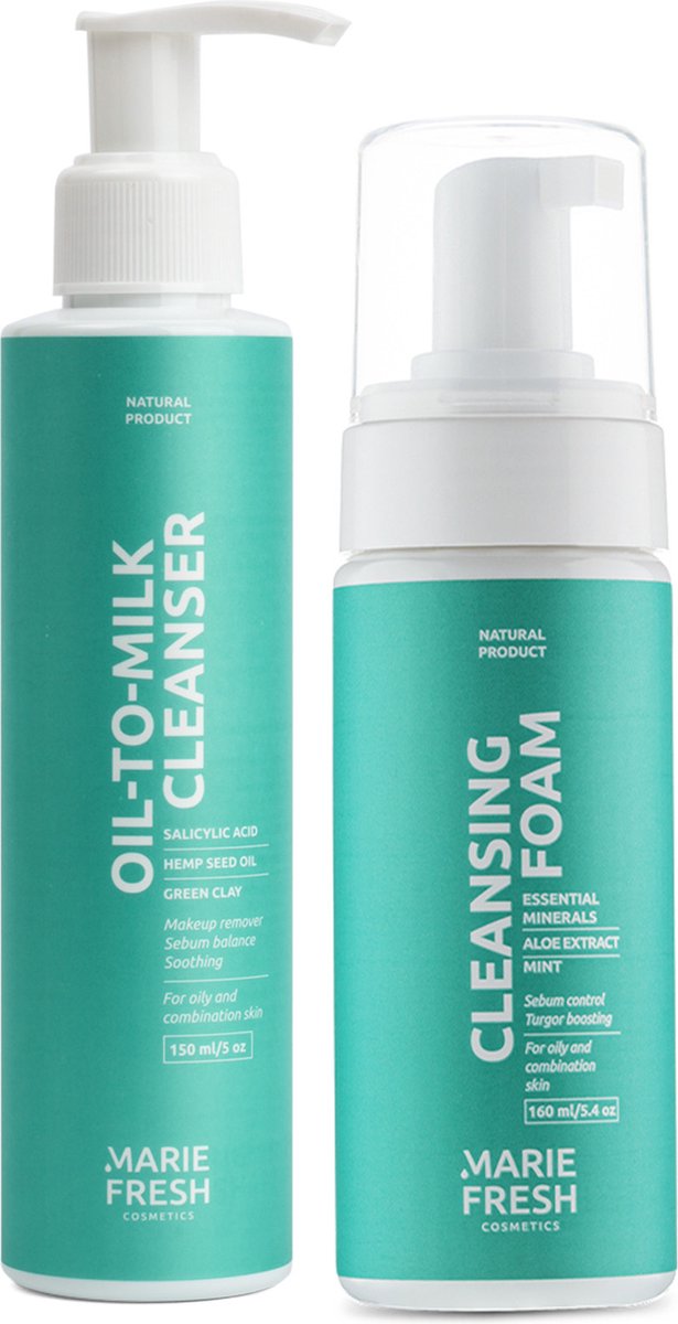 Goedkoopste Marie Fresh Cosmetics Reinigingsschuim voor Oil cleanser Olie-naar-melk reiniger - Skincare voor de Gecombineerde & Vette Huid- Gezichtsreinigers - Huidverzorgingsset