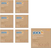 Stick'n sticky notes - 6 Pack - Memoblok - 76x76mm - Kraft papier - 600 Memoblaadjes