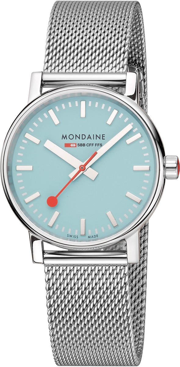 Mondaine MSE.35140.SM Evo2 Dames Horloge - Stationsklok - Saffierglas - Staal - Zilver - Ø 35 mm - 36 mm breed - Quartz - Druksluiting