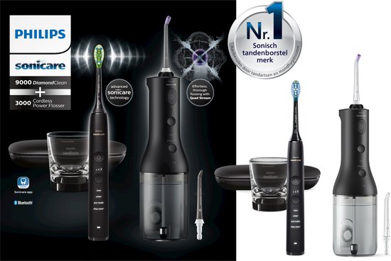 Philips Sonicare DiamondClean 9000 - Elektrische tandenborstel - Waterflosser - Zwart- HX3886/43