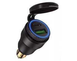 12V USB-C Adapter Hella/DIN - Geschikt voor motoren BMW, Triumph, Honda - Oplader - Waterbestendig en LED Indicator
