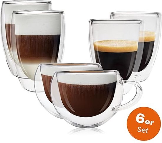 Glühwein Irish Coffee Cappuccino 460ml, Set Van 6, Theeglazen