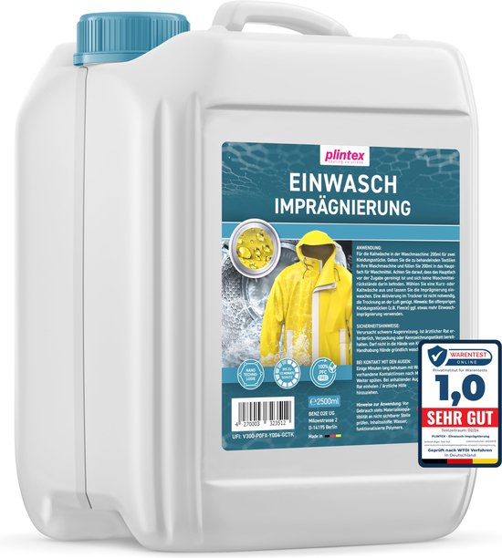 Foto: Plintex 2 5 l wash in impregneermiddel textiel impregneermiddelen voor outdoor en functionele kleding softshell gore tex regenjassen skikleding motorkleding