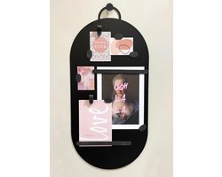 Handles and more - Magneetbord groot - XL Ovaal Zwart - Leren magneten: Zwart - incl. 10 magneten - wandbord - magneetborden groot