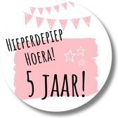 Stickers Trakteren 5 Jaar Verjaardag | Roze Traktatiestickers | Uitdelen | 20 Stuks