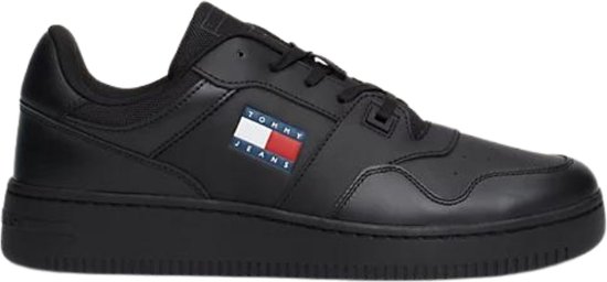 Foto: Tommy hilfiger retro basket leren heren sneakers zwart uitneembare zool maat 41