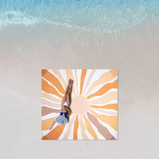 Couverture de plage sans sable 280 x 300 cm, imperméable, couverture de pique-nique pour 4 à 8 personnes, légère et portable, tapis de plage avec 4 piquets et 4 poches d'angle, couverture outdoor pour la randonnée, les voyages, le camping, le soleil.