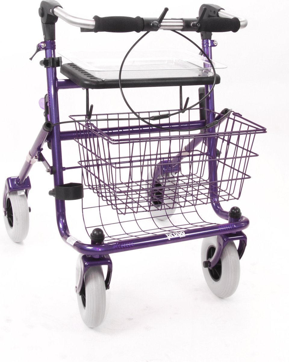 Goedkoopste Premis Provo - Rollator - 2de Generatie -Voorzien van Opklapbare duwbeugel - Metallic Paars