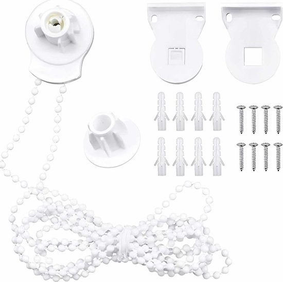 Somstyle Système de Store Enrouleur avec Supports Muraux - Avec Chaîne de Store Enrouleur de 1 Mètre - Pièces de Rideau - Wit