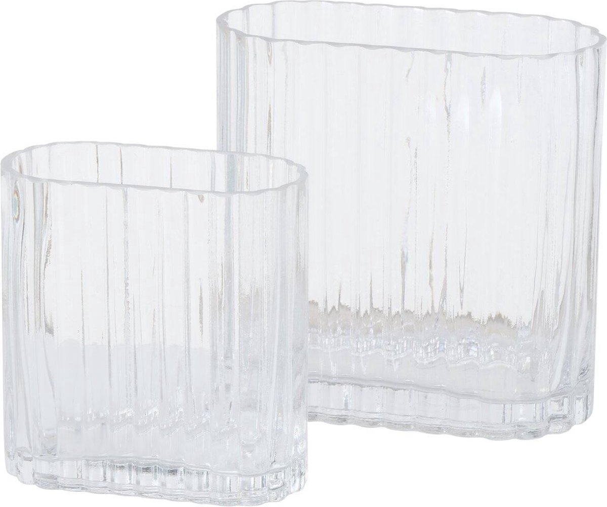Glazen vaas TULIPA, langwerpig, transparant glas, 2 stuks
