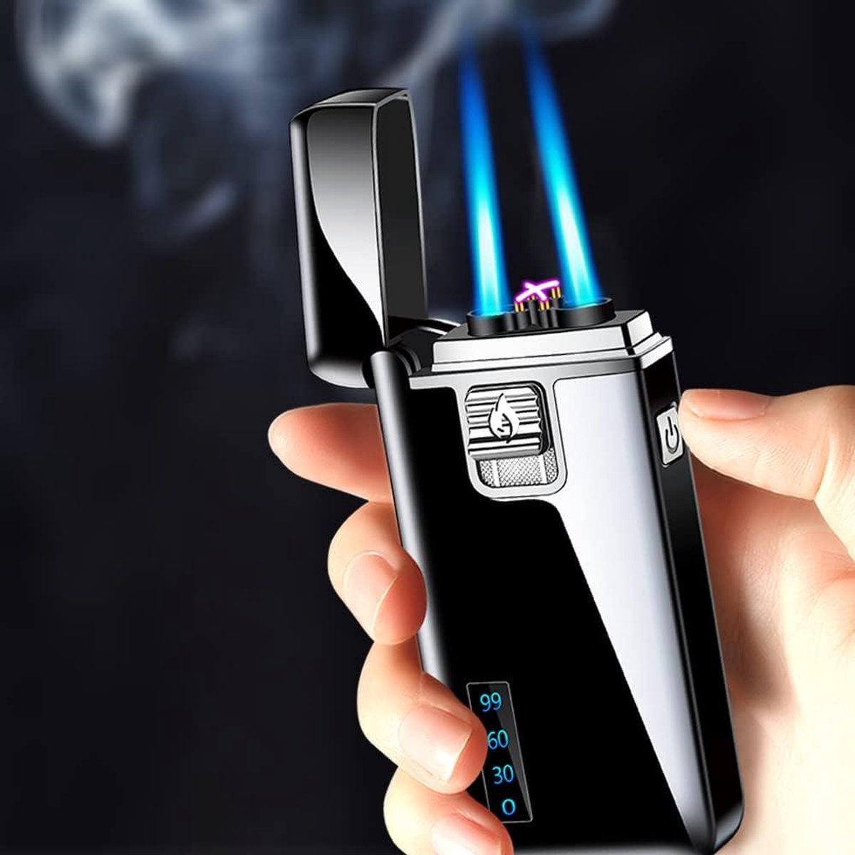 Goedkoopste Elektrische Boogaansteker Dual Jet Flame - Hervulbaar - USB Oplaadbaar - Winddicht - Goud