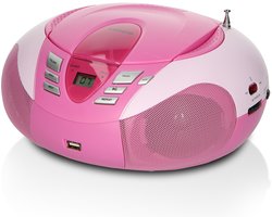 Lenco SCD-37 - Draagbare radio CD speler met MP3 optie en USB - Roze