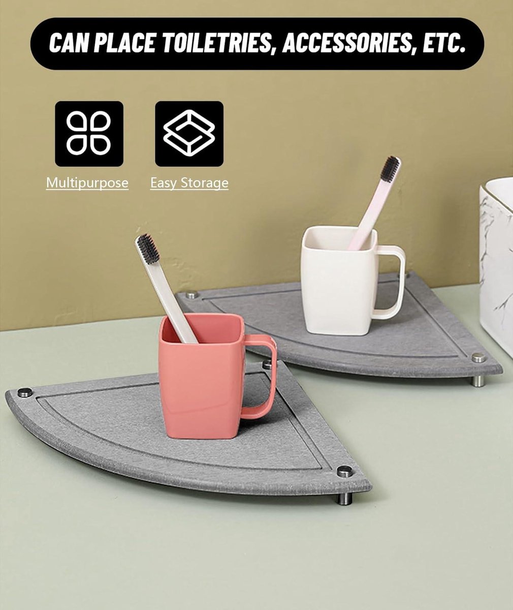 Organiseur D'Évier à Séchage Instantané En Argile De Diatomée – Plateau Salle De Bain Et Cuisine Blanc Ultra Absorbant