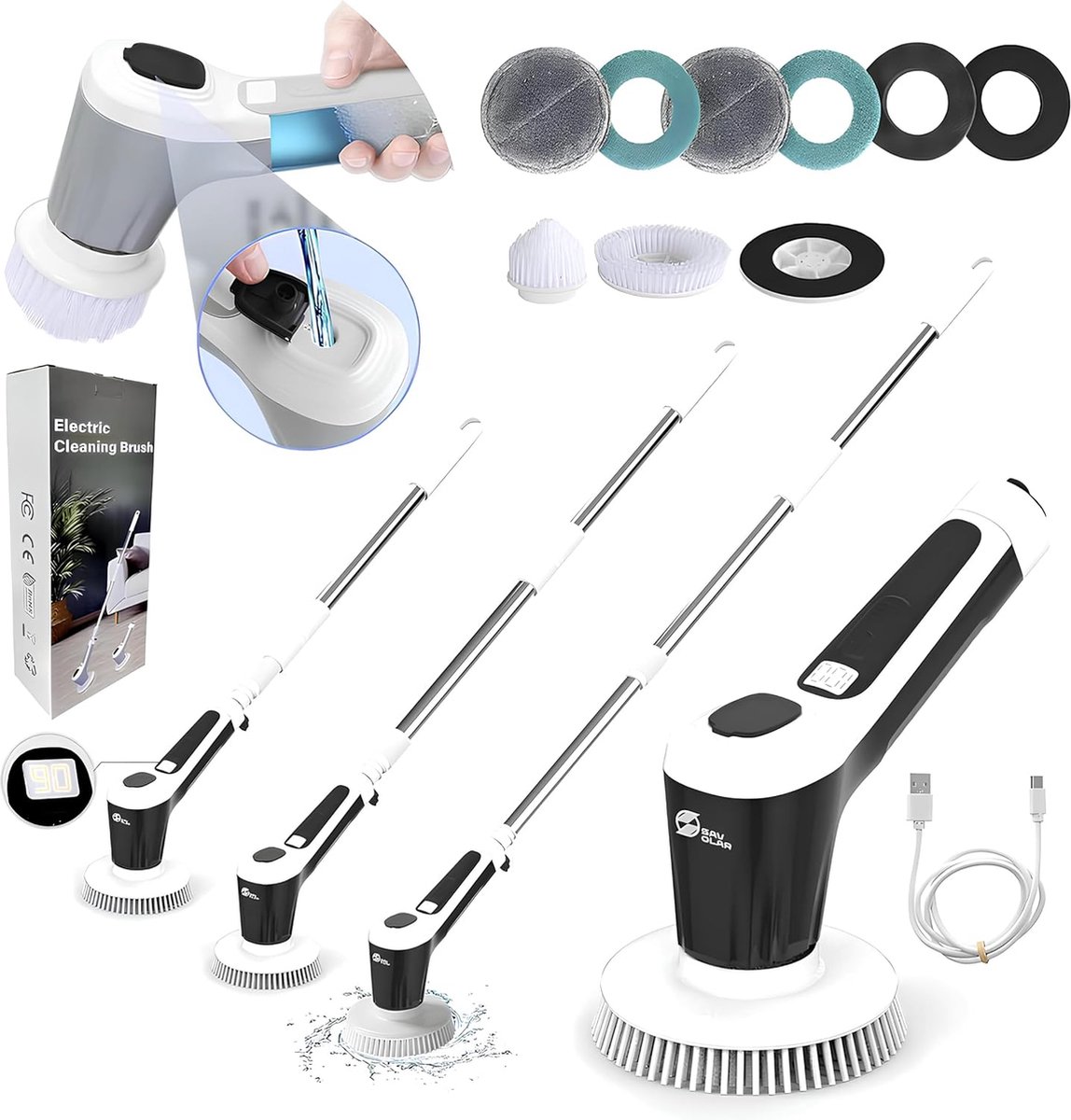 Goedkoopste Elektrische Schrobmachine met Sproeifunctie - 4500mAh Schoonmaakborstel met 8 Opzetstukken - Voor Badkamer, Keuken & Voegen - Draadloos