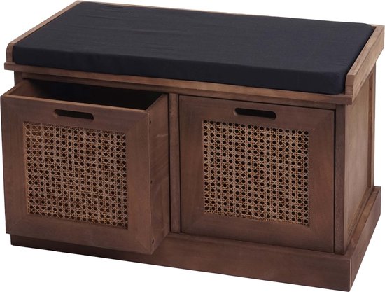 Canapé MCW-J49, canapé rembourré armoire canapé, coussins boîtes de rangement compartiment de rangement 47x75x40cm ~ marron, revêtement noir