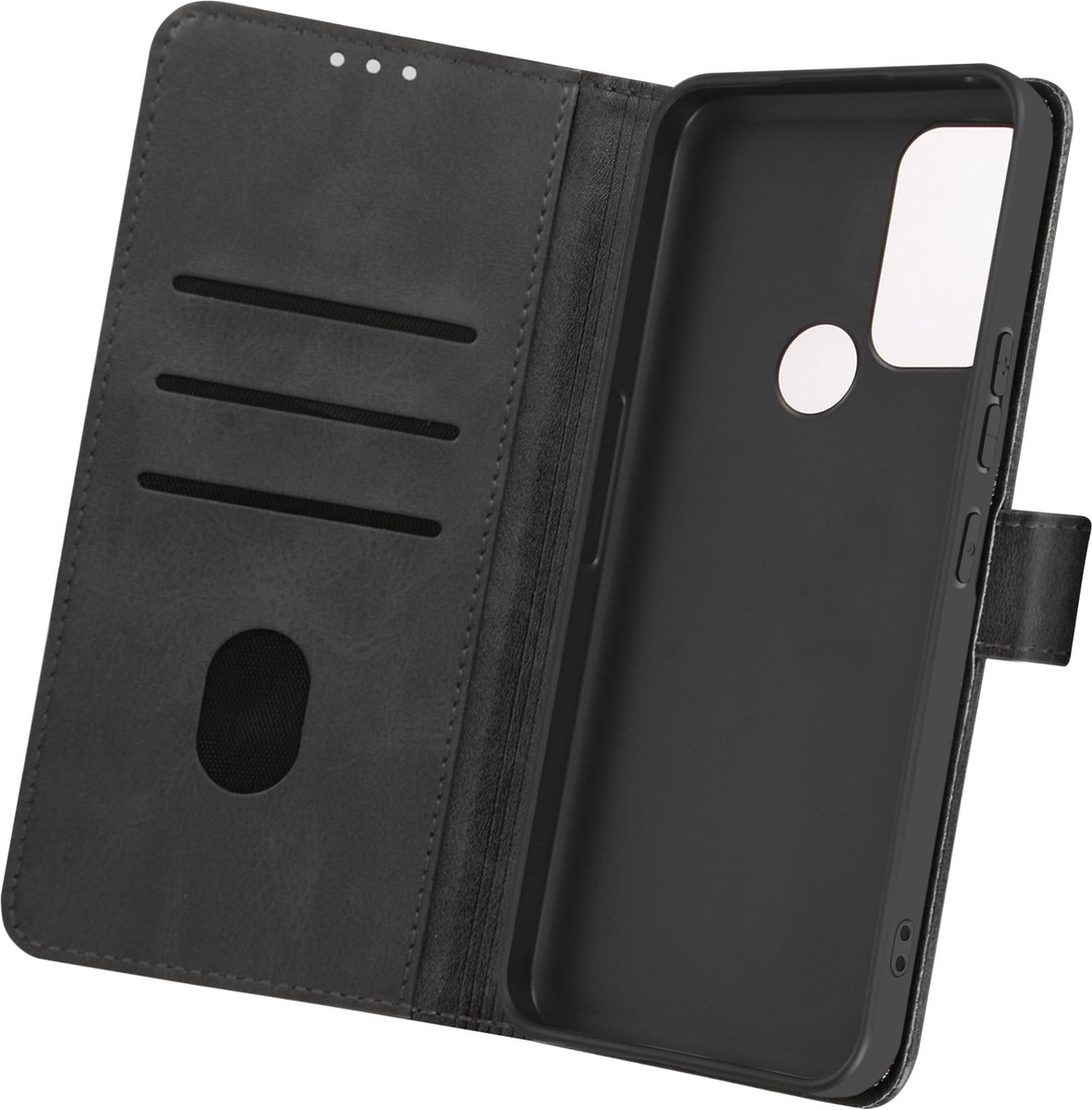 Avizar Foliohoes Geschikt voor Nokia C22 Portemonnee met handriem, Zwart