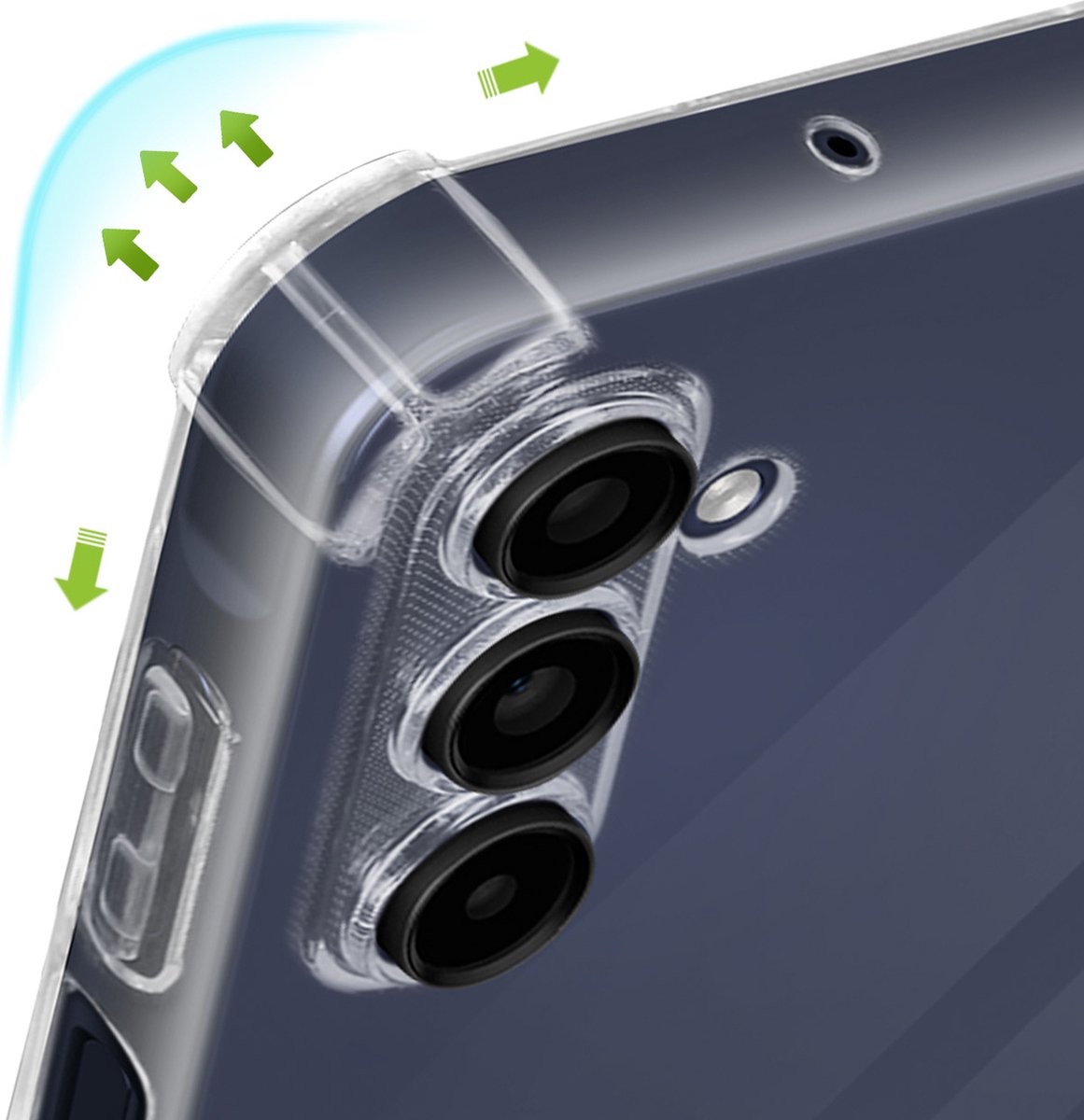 Mayaxess, Hoes Geschikt voor Samsung Galaxy A15 Silicone bumper Versterkte hoeken, Transparant