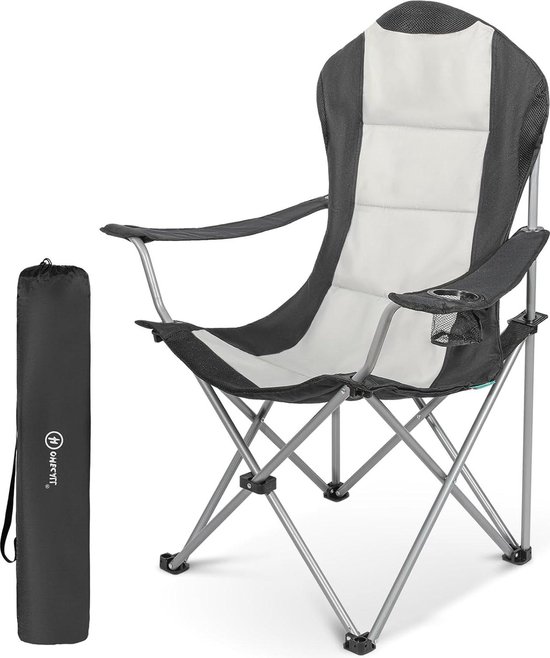 Groene opvouwbare campingstoel met bekerhouder