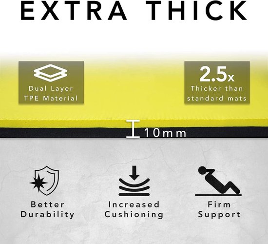 Extra brede en extra dikke Grote trainingsmat voor mannen en vrouwen - 183 cm x 80 cm x 10 mm - TPE Fitness antislip yogamat voor thuis HIIT workouts pilates gymnastiek Yogamat — afbeelding 5