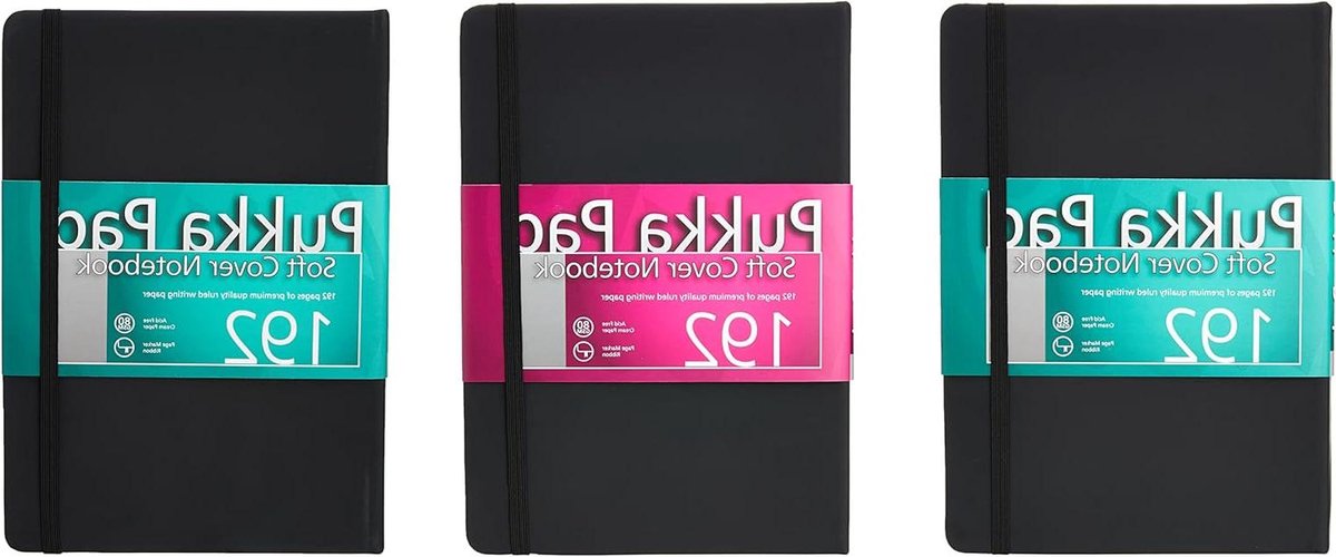 Soft Cover Notebook Zwart Pack van 3 - A5 formaat - Notitieboeken met zachte kaft