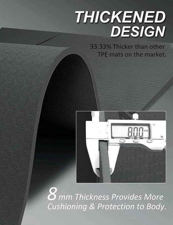 XXL 183 x 122 cm Yogamat met Zakken - 8 mm Dik - Antislip TPE Sportmat - Voor Thuis en Buiten - Groot formaat Trainingsmat - Yoga Pilates Workout Yoga mat van Viavito — afbeelding 2