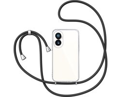 Hoesje met Koord geschikt voor Nothing Phone 2 - Back Cover Siliconen Case Transparant Hoes Zwart