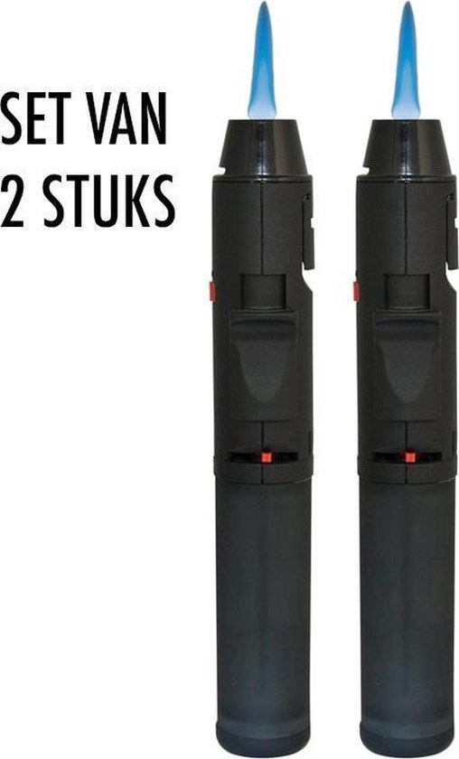 Pen Torch Black Turbo - 2 stuks - Aansteker - Gasbrander, Torch, Jet Torch, Torch, Stormaansteker, Windproof, Stormvlam - Gasaansteker - Gasbrander - Vuurwerk - Kaarsen- Hervulbaar