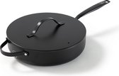 Bol.com BE Living Essential Hapjespan met Deksel - Ø 28 cm - Keramisch - PFAS vrij - Inductie - Zwart aanbieding