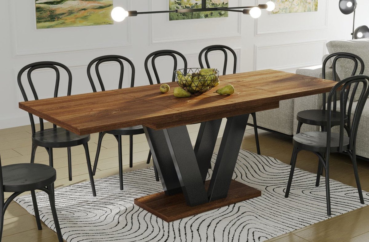 Uitschuifbare Eetkamertafel – Verlengbaar Tafelblad 130-170 cm / 130-210 cm – Duurzaam Behandeld Hout & Metaal – Stoer Modern Design – Geschikt voor 6-8 Personen – Robuust, Stabiel en Onderhoudsvriendelijk