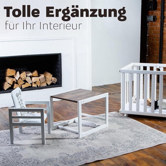 Kindercombi-kinderstoel 2-in-1 babystoel van hout - inklapbaar - stoel en tafel - vanaf 6 maanden tot 5 jaar - wit van Kinder — afbeelding 4