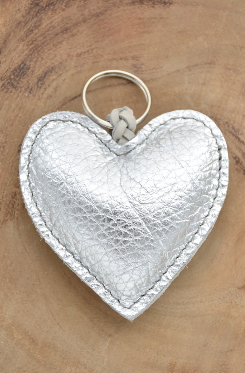 LittleLeather, sleutelhanger, zilver - tassenhanger - echt leder - handgemaakt - cadeau - accessoires - moederdag - vaderdag - sinterklaas - kerst - afscheid juf/meester -