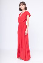 Lange dames jurk Vicky effen motief rood maat M